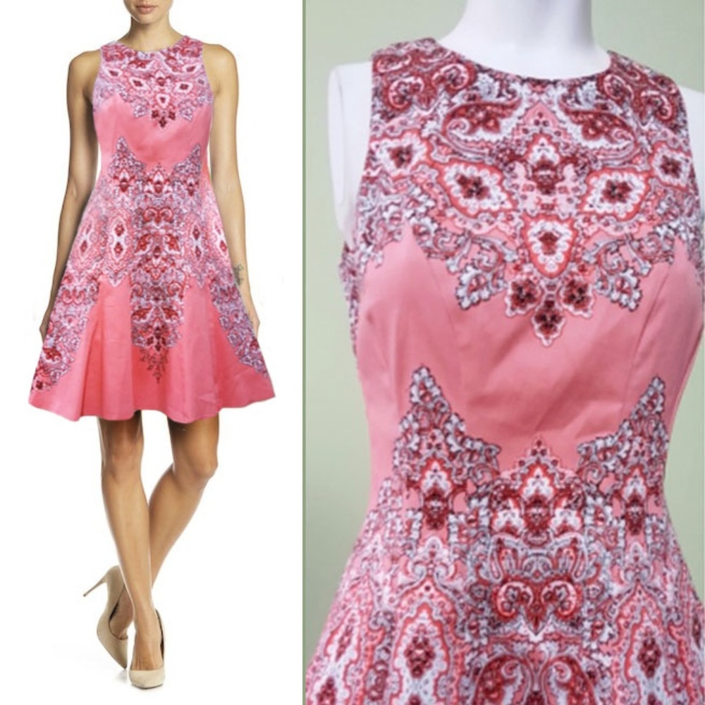 Maggy London Paisley Coral Dress Fit & Flare